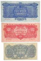 Csehszlovákia 1944. 1K + 5K + 20K + 100K + 500K + 1000K ezek mind "SPECIMEN" perforációval...