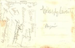 Ungvár, Uzshorod, Uzhorod; teniszezők csoportképe, teniszütők, számozott névsor a lapon és aláírások...