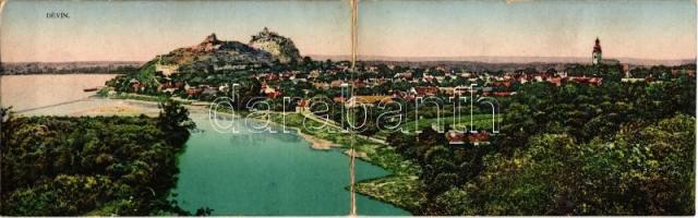 Dévény, Theben a. d. Donau, Devín (Pozsony, Bratislava); panoramacard
