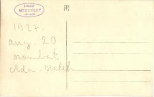 1927 Ada Kaleh, evezősok a csónaknál, sport / rowing boat with the rowers. Meggyesy photo (EK)