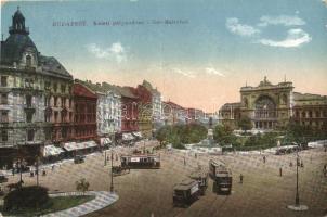 Budapest VII. Keleti pályaudvar, vasútállomás, Baross szobor, villamos, fogorvosi rendelő, üzletek (EK)