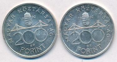 1992. 200Ft Ag "MNB" (2x) T:1-