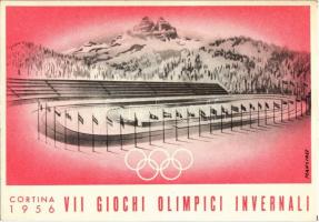 1956 Cortina, VII Giochi Olimpici Invernali / 1956 VII Winter Olympic Games in Cortina dAmpezzo, Misurina track s: Mancioli (gluemark)