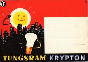 Tungsram Krypton izzó reklámlapja / Hungarian light bulb advertisement postcard (EK)