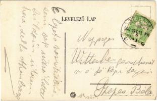 1906 Szolnok, Vasútállomás a vágányokkal a faszerkezetes váró alól / Bahnhof / railway station