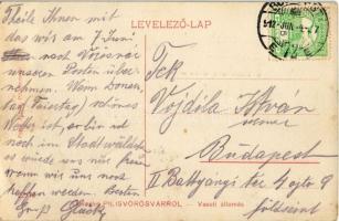 1912 Pilisvörösvár, Vasútállomás és vendéglő, Forgalmi és Táv. hivatal, állomásfőnök, I-II. és III. ...