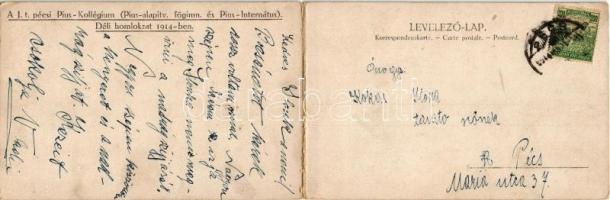 Pécs, J. t. Pius-Kollégiuma az alapítványi főgimnáziummal és internátussal. Déli homlokzat 1914-ben....