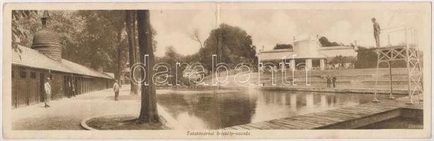Tatatóváros, Tata; kihajtható képeslap, Kristály uszoda. Dimény felvétele, Lindenberg kiadása / folding card