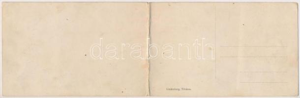 Tatatóváros, Tata; kihajtható képeslap, Kristály uszoda. Dimény felvétele, Lindenberg kiadása / fold...