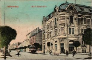 1912 Szombathely, Széll Kálmán utca, villamos, talicskát toló férfi