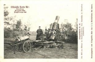 Kriegsbildkarte Nr. 40. Die 30,5 cm Mörser in Russisch-Polen: Das Geschütz in Elevation schußbereit. Kriegshilfsbüro / WWI Austro-Hungarian K.u.K. and German military postcard, 30,5 cm caliber mortar cannon ready to fire