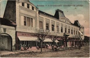 1912 Szentes, Szentes-vidéki takarékpénztár palotája, Brüll áruház, üzletek (Rb)