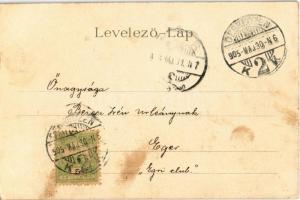 1905 Debrecen, Igazságügyi palota, Komáromi J. kiadása, Art Nouveau litho (fl)