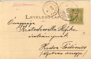 1902 Kunszentmárton, Körös híd, Kir. járásbíróság, Kaszinó, Némedy Testvérek üzlete. Sáray Albert ki...