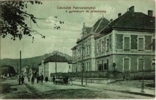 1914 Petrozsény, Petrosani; gimnázium és járásbíróság. Adler Arthur kiadása / grammar school and county court (EK)