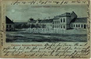 1900 Aranyosmarót, Zlaté Moravce; tér, Takarékpénztár, megyeház, törvényszék. Blaho Ede fényképész / square, savings bank, county hall, court