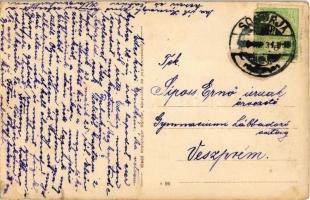 1916 Somorja, Csallóköz-Somorja, Samorín; Fő utca, templom / main street with church