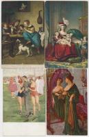 44 db RÉGI művészlap hölgyekkel, sok Stengel litho / 44 pre-1945 art motive postcards with ladies, m...