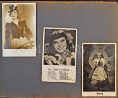 Kb. 240 db régi és modern színész, zenész képeslap és fotó albumban / Cca. 240 pre-1945 and modern a...