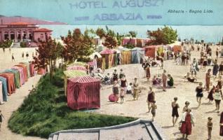 1935 Abbazia, Opatija; Bagno Lido / beach + Hotel Auguszt