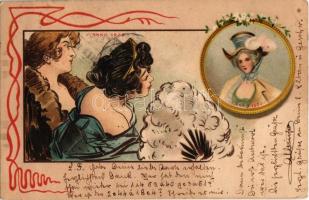 1902 Anno 1800 - Anno 1900. Art Nouveau ladies, litho (Rb)