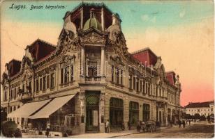 1914 Lugos, Lugoj; Besán bérpalota, Délmagyarországi Bank, Corso Kávéház / palace, grand cafe, bank (EK)