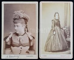 cca 1870 Temesvári fényképészek műterméből származó két fotó Fridolin Hess, B. Domilovics 6x11 cm