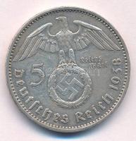 Német Harmadik Birodalom 1938A 5M Ag "Hindenburg" T:2 
German Third Reich 1938A 5 Mark Ag...
