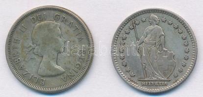 Vegyes: Svájc 1920. 1Fr Ag + Kanada 1960. 25c Ag T:2,2- Mixed: Switzerland 1920. 1 Franc Ag + Canada 1960. 25 Cents Ag C:XF,VF
