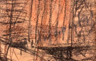 Mednyánszky jelzéssel: Ház részlet. Vegyes technika, papír, üvegezett keretben, 26×20 cm