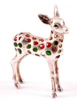 Ezüst(Ag) őzike figura, apró berakással, jelzett, 4,5×3 cm, bruttó: 15,15 g