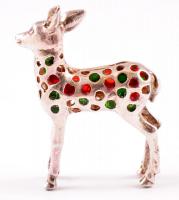 Ezüst(Ag) őzike figura, apró berakással, jelzett, 4,5×3 cm, bruttó: 15,15 g