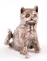 Ezüst(Ag) macska figura, jelzett, 4×3 cm, nettó: 39,4 g