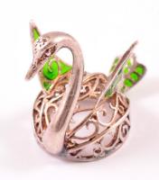 Ezüst(Ag) hattyú figura, jelzett, 3,5×4 cm, bruttó: 16,6 g