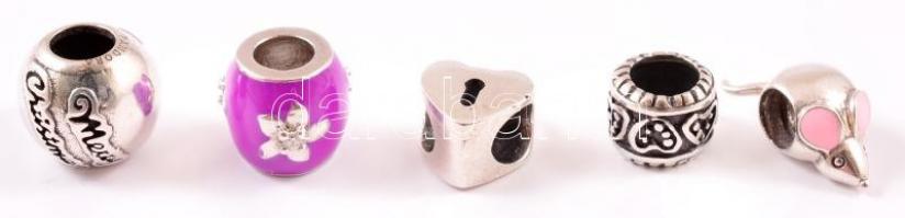 Ezüst(Ag) Pandora charm, 5 db, jelzett, bruttó: 9 g