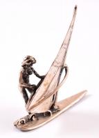 Ezüst(Ag) szörföző női figura, jelzett, m: 6 cm, nettó: 19,9 g