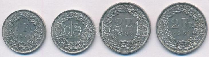 Svájc 1968-1969. 1Fr (2x) + 2Fr (2xklf) T:2
Switzerland 1968-1969. 1 Franc (2x) + 2 Francs (2xdiff)...