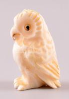 XX. század eleje bagoly miniatúra, faragott elefántcsont figura, jelzés nélkül, m: 2 cm
