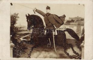 Osztrák-magyar huszár montázs fotó / Austro-Hungarian K.u.K. military hussar montage photo. Ant. Plaschek Fotograf