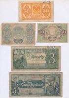 5db-os vegyes orosz és szovjet bankjegy tétel, közte 1938. 3R + 5R T:III,III- 5pcs of various Russian and Soviet banknotes, including 1938. 3 Rubles + 5 Rubles C:F,VG