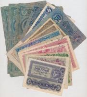 15db-os vegyes magyar és osztrák korona bankjegy tétel, közte egy pengő T:III,III-,IV