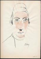 Szalay jelzéssel: Portrék ( 2db). Tus, papír, 29×21 cm