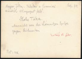 cca 1910 Magas-Tátra, kilátás a Lomnici-csúcsról délnyugat felé, Erdélyi Mór felvétele, hátulján fel...