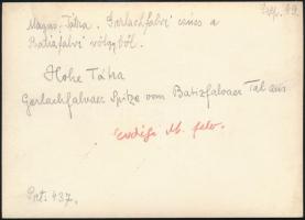 cca 1910 Magas-Tátra, a Gerlachfalvi-csúcs a Batizfalvi.völgyből, Erdélyi Mór felvétele, hátulján fe...