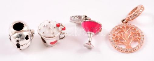 Ezüst(Ag) Pandora charm, 4 db, jelzett, bruttó: 8,5 g