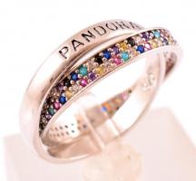 Ezüst (Ag.) Pandora kettős gyűrű, jelzett, méret: 58, bruttó: 4,9 g