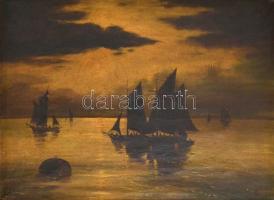 Olvashatatlan jelzéssel: Vitorlások. Olaj, vászon (gyűrött), keretben, 60×80 cm