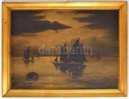 Olvashatatlan jelzéssel: Vitorlások. Olaj, vászon (gyűrött), keretben, 60×80 cm
