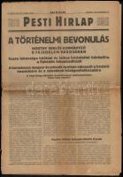 1938 Pesti Hírlap 1938. nov. 12. száma, a címlapon Horthy Miklós bevonulásának hírével Kassá városába, szakadozott.