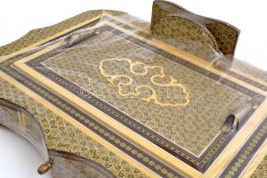 Festett fa íróasztali írókészlet, fiókkal új állapotban 36x27 cm